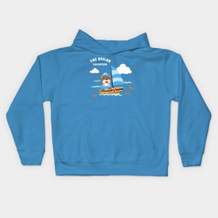 Funny bear sailor cartoon vector on little boat with cartoon style. Kids Hoodie